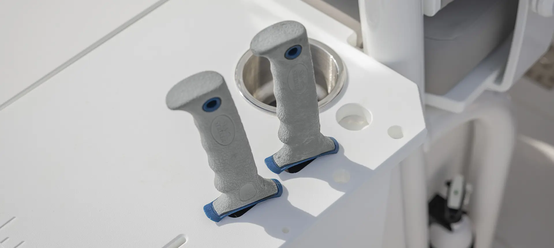 Knife storage on a Hurricane Center Console boat.