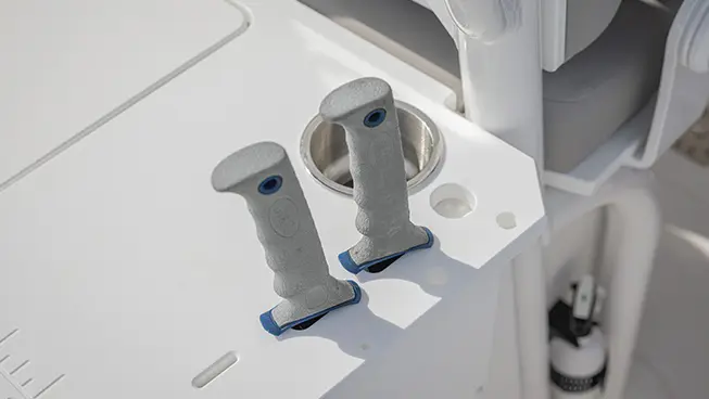 Knife storage on a Hurricane Center Console boat.
