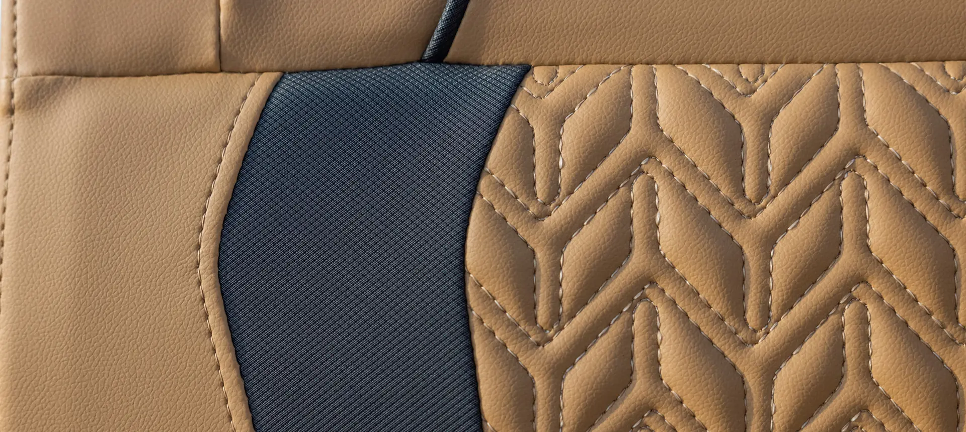 Quilted vinyl seating detail on a Hurricane SunDeck 2600 Outboard boat.