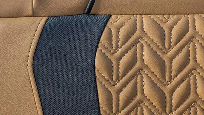Quilted vinyl seating detail on a Hurricane SunDeck 2600 Outboard boat.