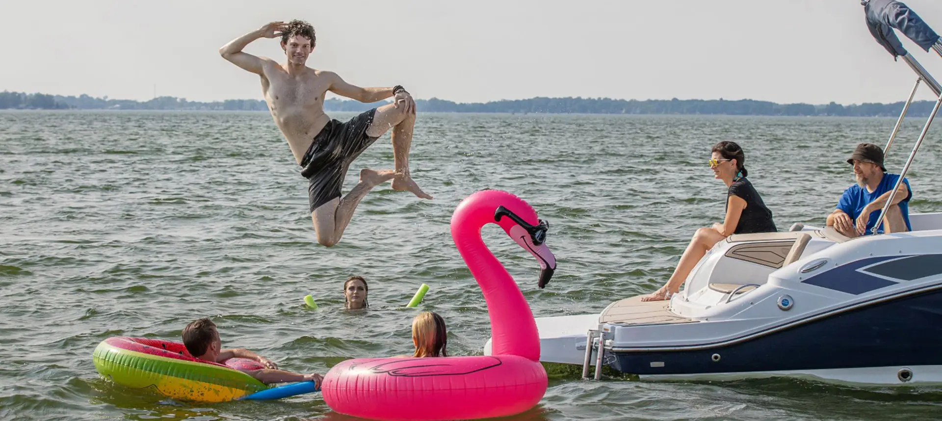 A family having fun in the water