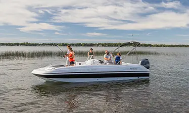 A group of four fishing on their Hurricane