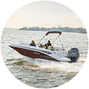 3Q Rear view of a Hurricane boat in the water