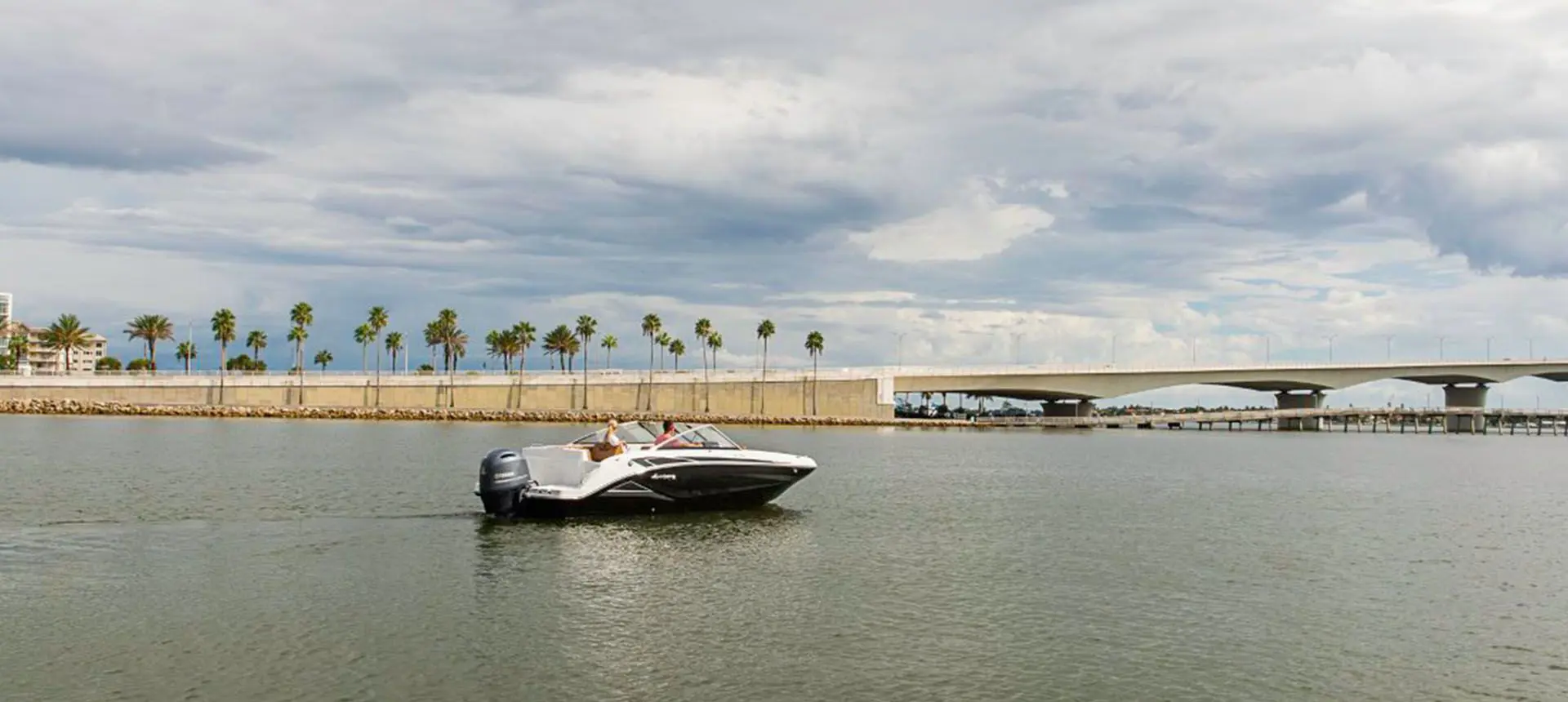 Hurricane boat cruising on a lake