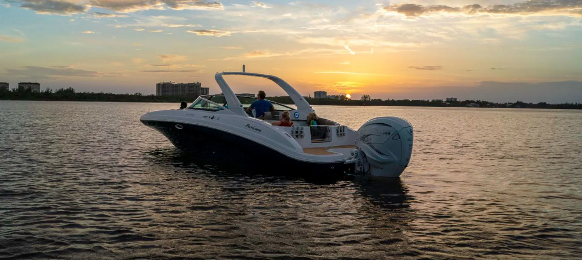 floating Hurricane boat over the sea