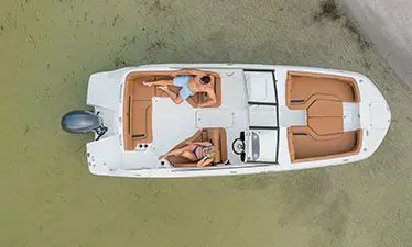 Aerial view from a Hurricane boat on the water
