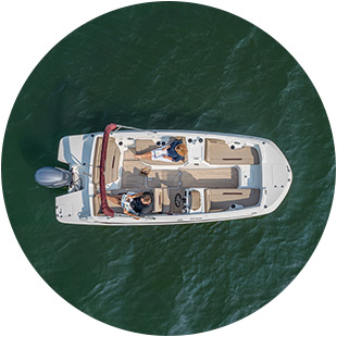Top view of a boat in the water
