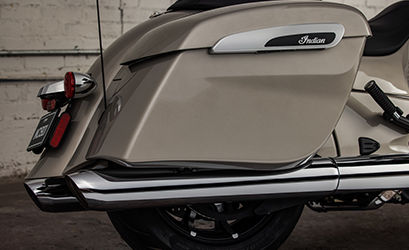 saddlebag on an indian chieftain bagger motorcycle
