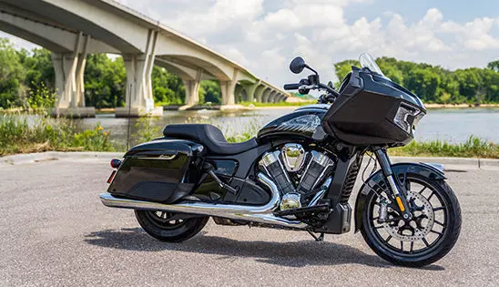 black metallic indian challenger motorcycle
