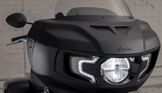 front end of a indian challenger motorcycle