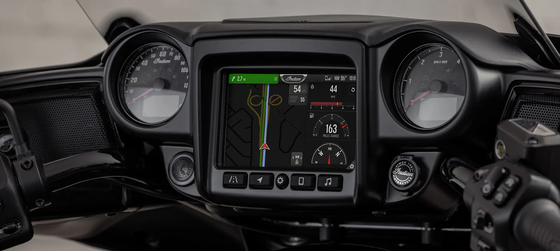 7-inch ride command touchscreen on an indian roadmaster motorcycle