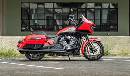 accessorized indy red black metallic indian challenger dark horse motorcycle