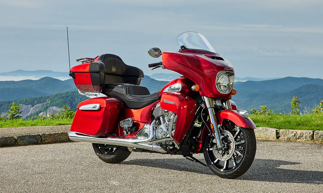 stryker red metallic indian roadmaster limited motorcycle