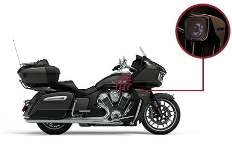 Visual of the Powerband Audio Plus system on the Lower Fairings of an Indian Motorcycle