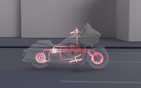 Electronically combined braking technology on an Indian Motorcycle.
