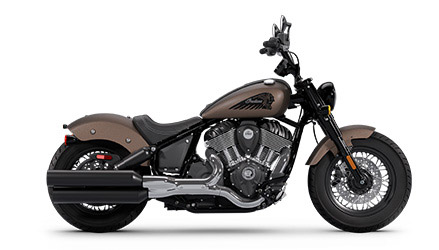 Side profile of a 2025 Indian Chief Bobber cruiser motorcycle in Nara Bronze Smoke.