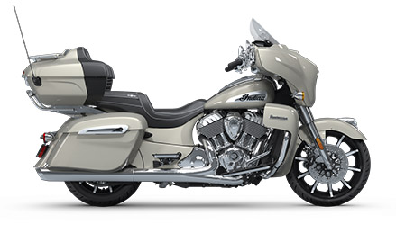 Side profile of a 2025 Indian Roadmaster Limited touring-style motorcycle.