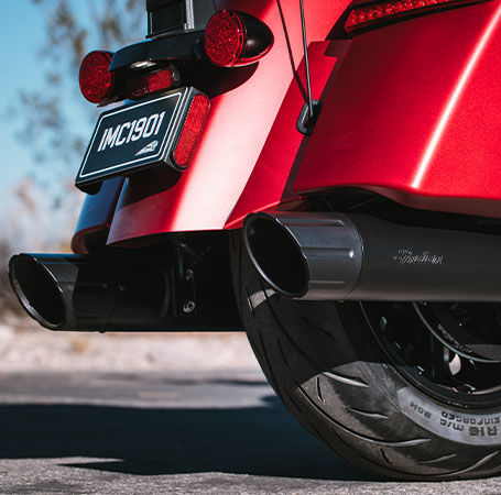 Slip-on Exhaust Tips on an Indian Motorcycle. 