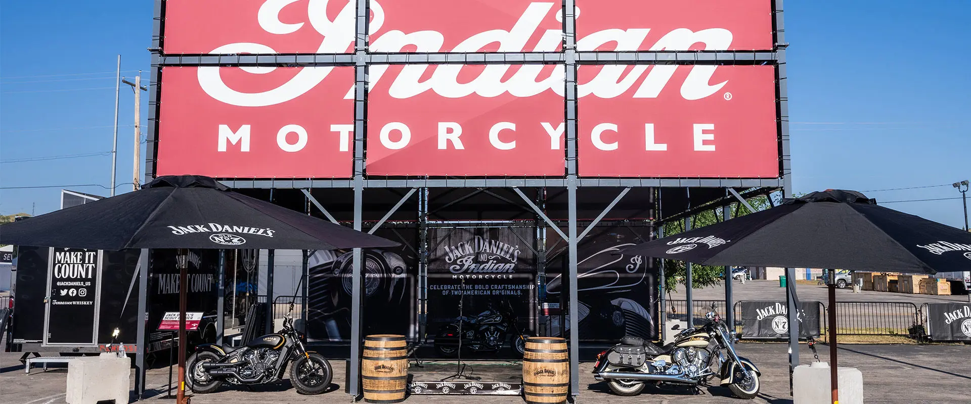 Crowd at Indian Motorcycle Sturgis Motorcycle Rally with vintage and new bikes, raffle for Scout model.