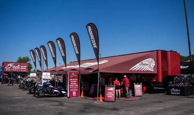 Indian Motorcycle at Sturgis Motorcycle Rally, showcasing new models and demo ride opportunities.