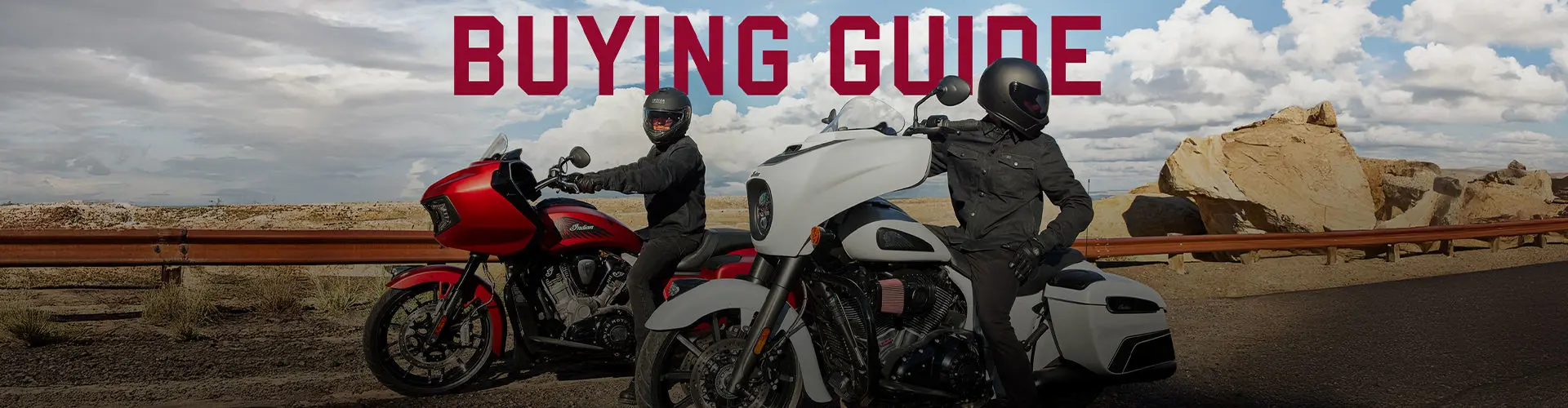Two people riding on Indian Motorcycles.