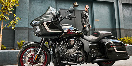 Black and red luxury motorcycle.