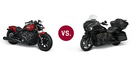Motocicleta Cruiser comparada con una motocicleta Touring.
