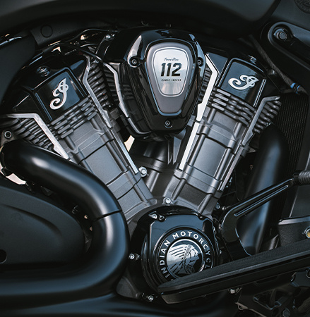 A PowerPlus 112 engine in a blacked-out Indian Motorcycle.
