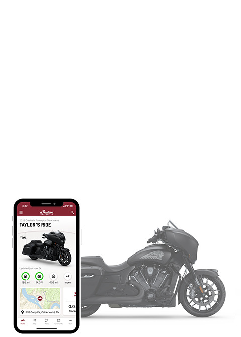 RIDE COMMAND app showing the stats of an Indian Motorcycle.