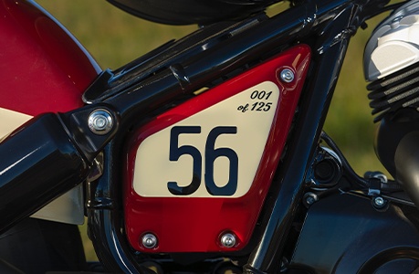 Specialized numbered sidecar badging on a Chief Vintage Sturgis, SD Edition Indian Motorcycle.