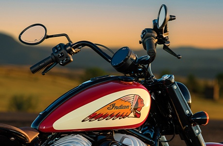 Vintage handlebars on a Chief Vintage Sturgis, SD Edition Indian Motorcycle.