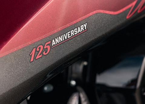 125th Anniversary badging on a 2026 Indian Challenger 125th Anniversary Edition motorcycle.