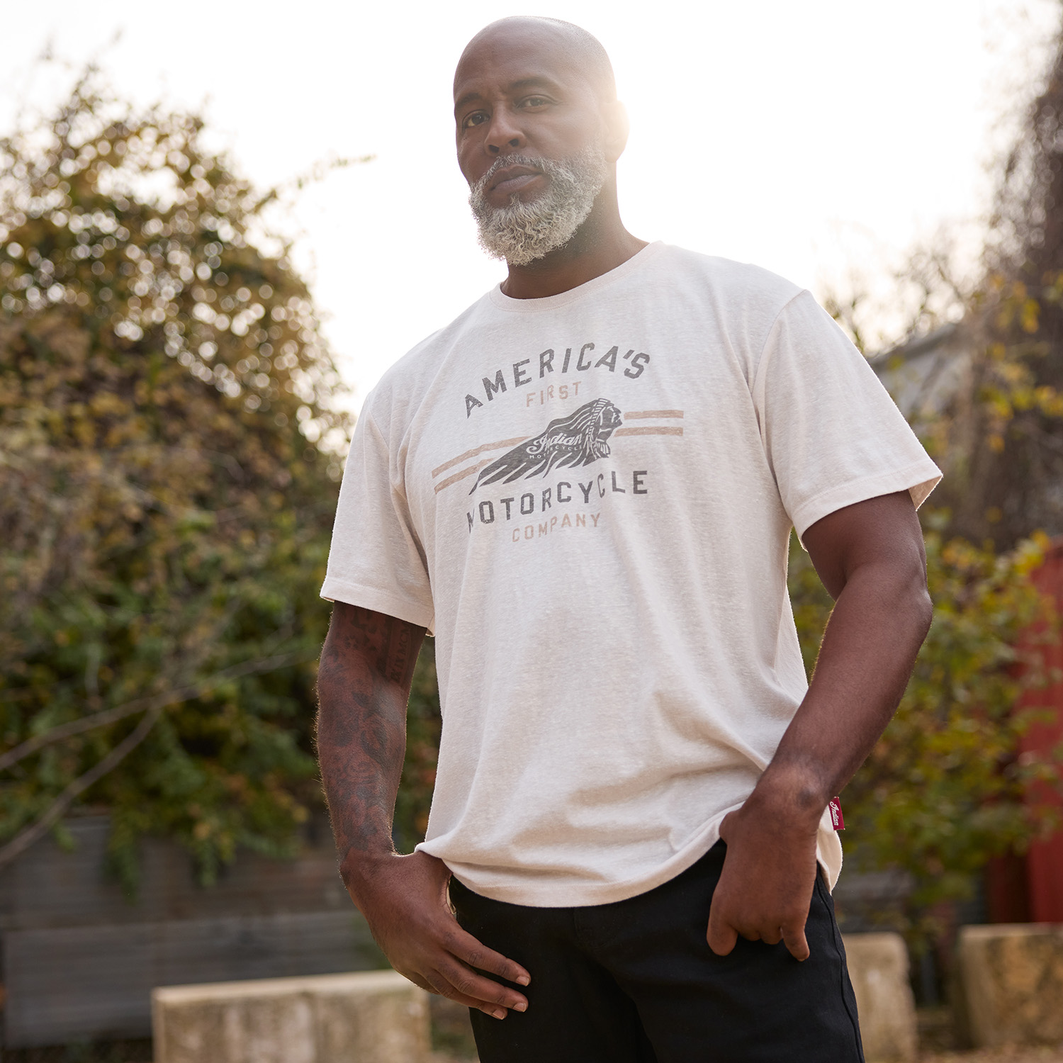 Men's Headdress Motorcycle T-shirt, Oatmeal | Indian Motorcycle