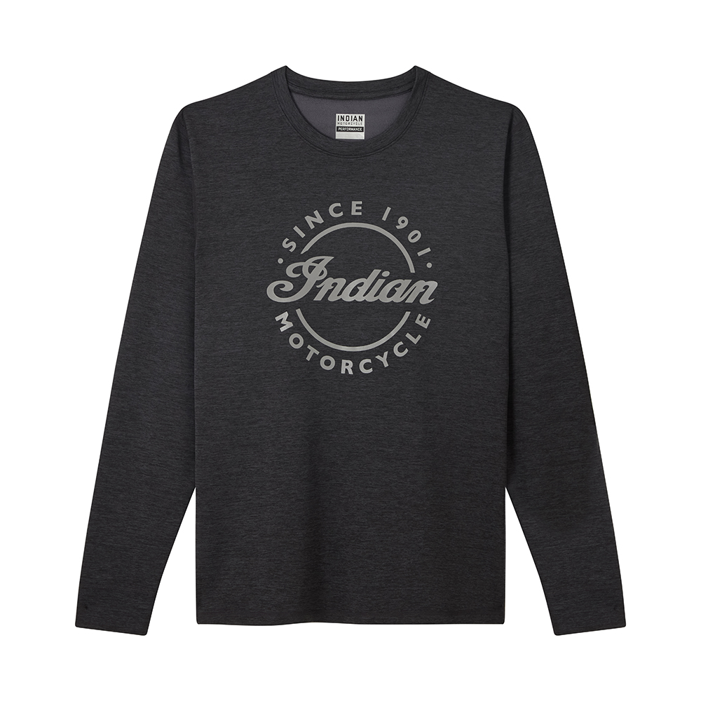 Men's Performance Script Icon Long Sleeve T-Shirt, Black | Indian