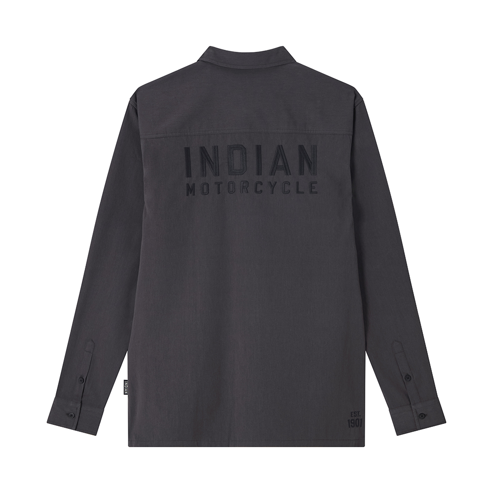 Men's Logo Long Sleeve Shop Shirt, Gray | Indian Motorcycle
