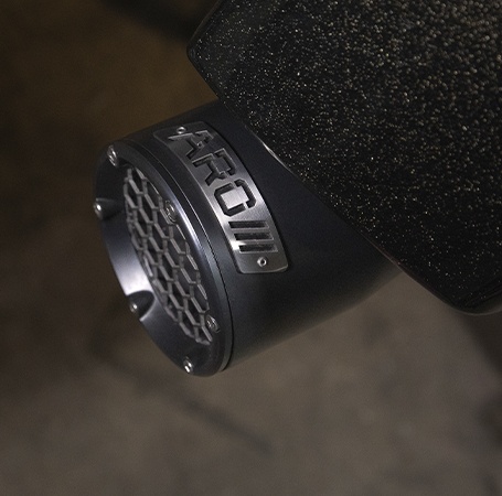 Exhaust tip detail on an Indian Motorcycle. 