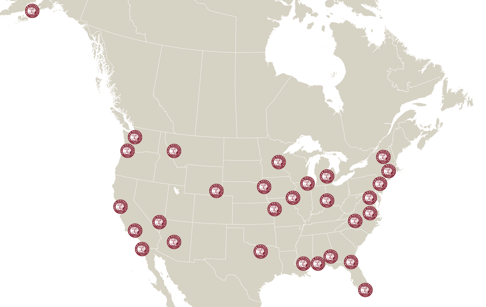 Map highlighting key states for Indian Motorcycle dealership opportunities.