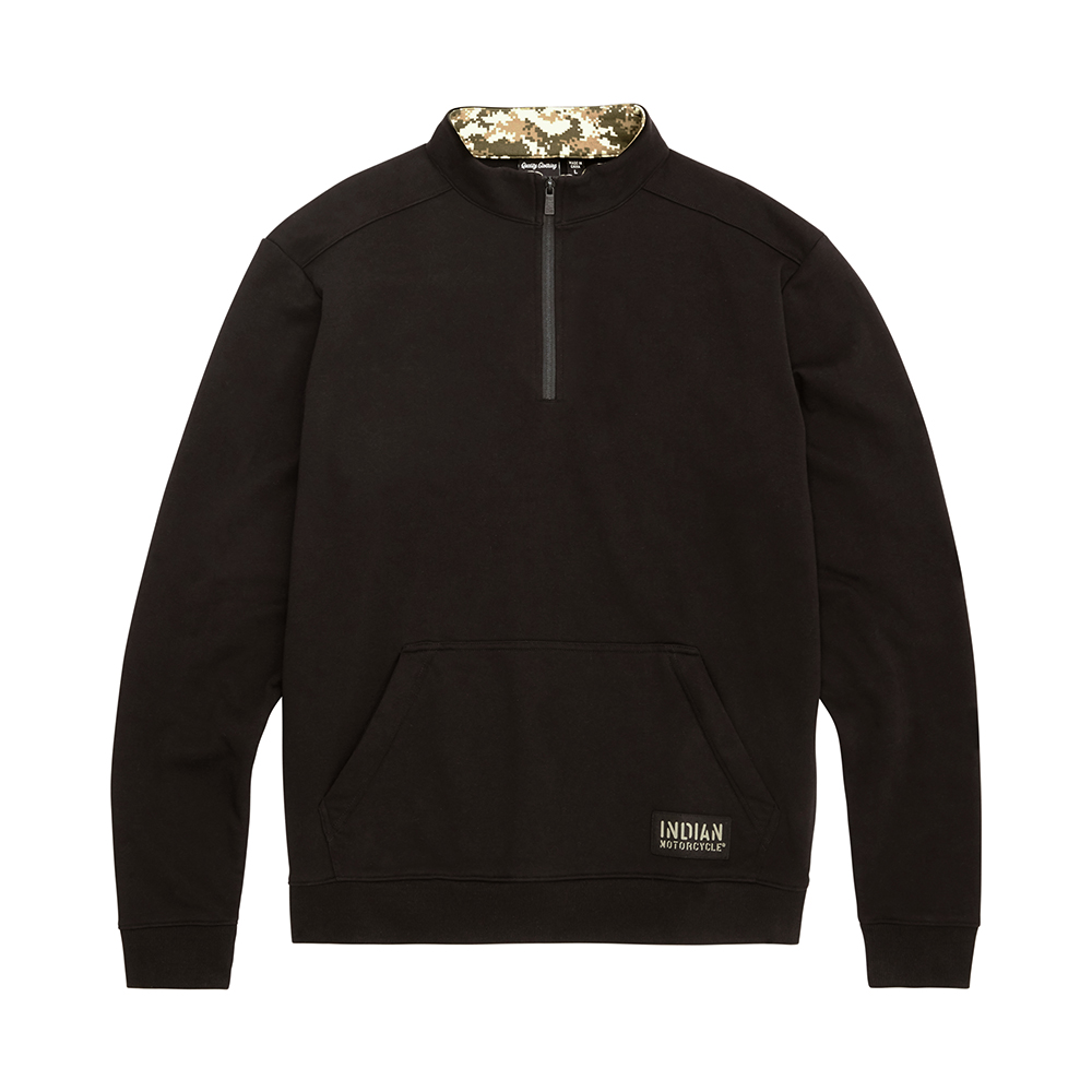 Men's Camo Lined Quarter Zip, Black | Indian Motorcycle EN-CA