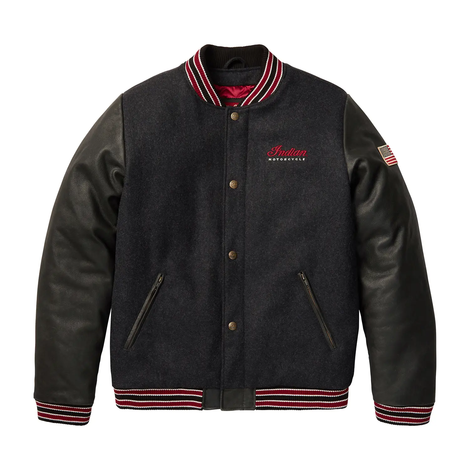 Men's Varsity Jacket, Gray Indian Motorcycle