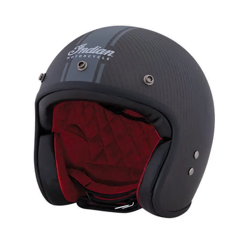 Open Face Fiber Retro Helmet with Stripes, Black | Indian Motorcycle