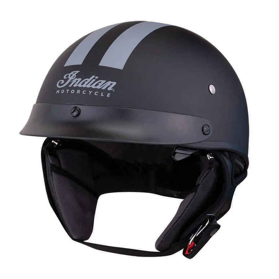 Indian Motorcycle Half Helmet with Gray Stripe, Black | 2869634 M Indian Motorcycle Half Helmet with Gray Stripe, Black | 2869634 M