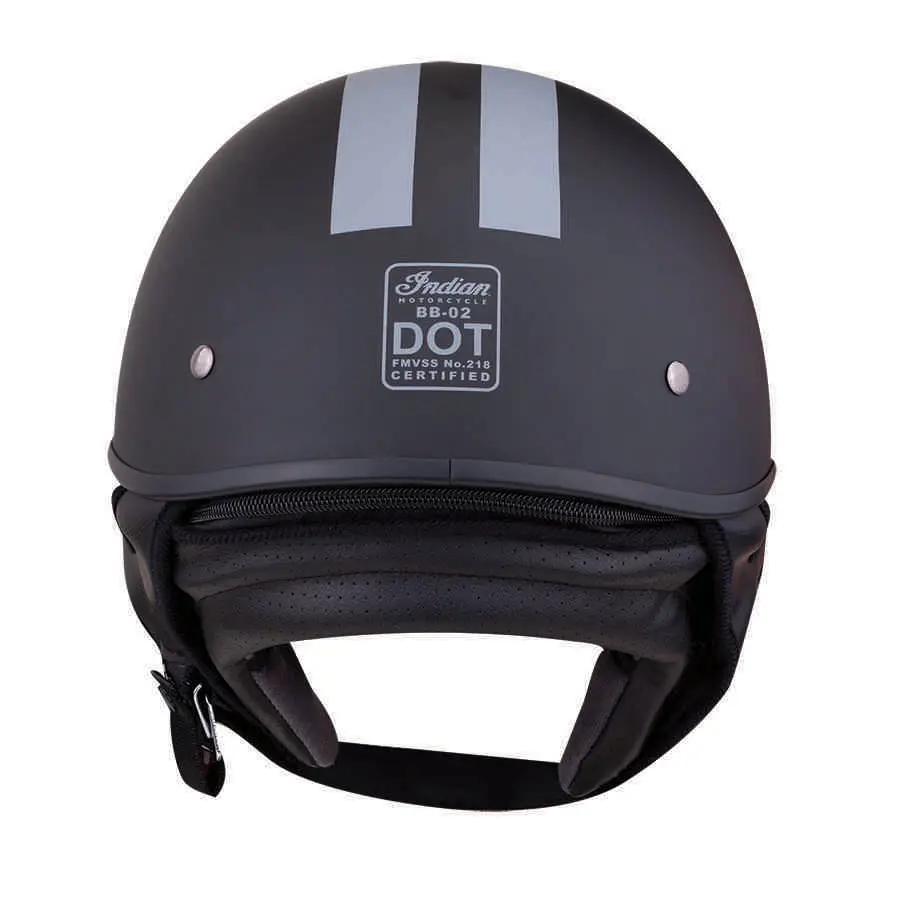 Indian Motorcycle Half Helmet with Gray Stripe, Black | 2869634 M