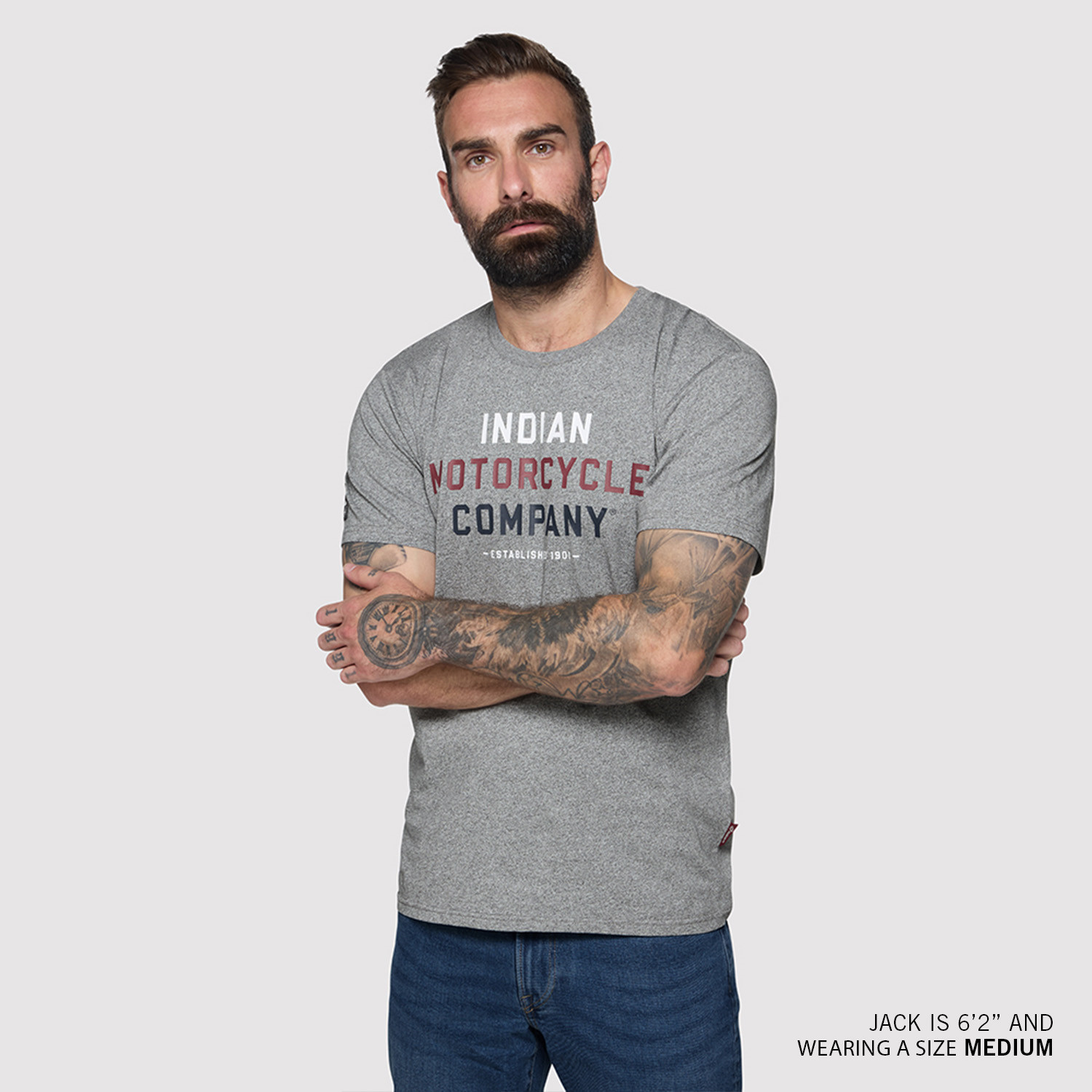Men's Tri Color Logo T-Shirt, Gray | Indian Motorcycle