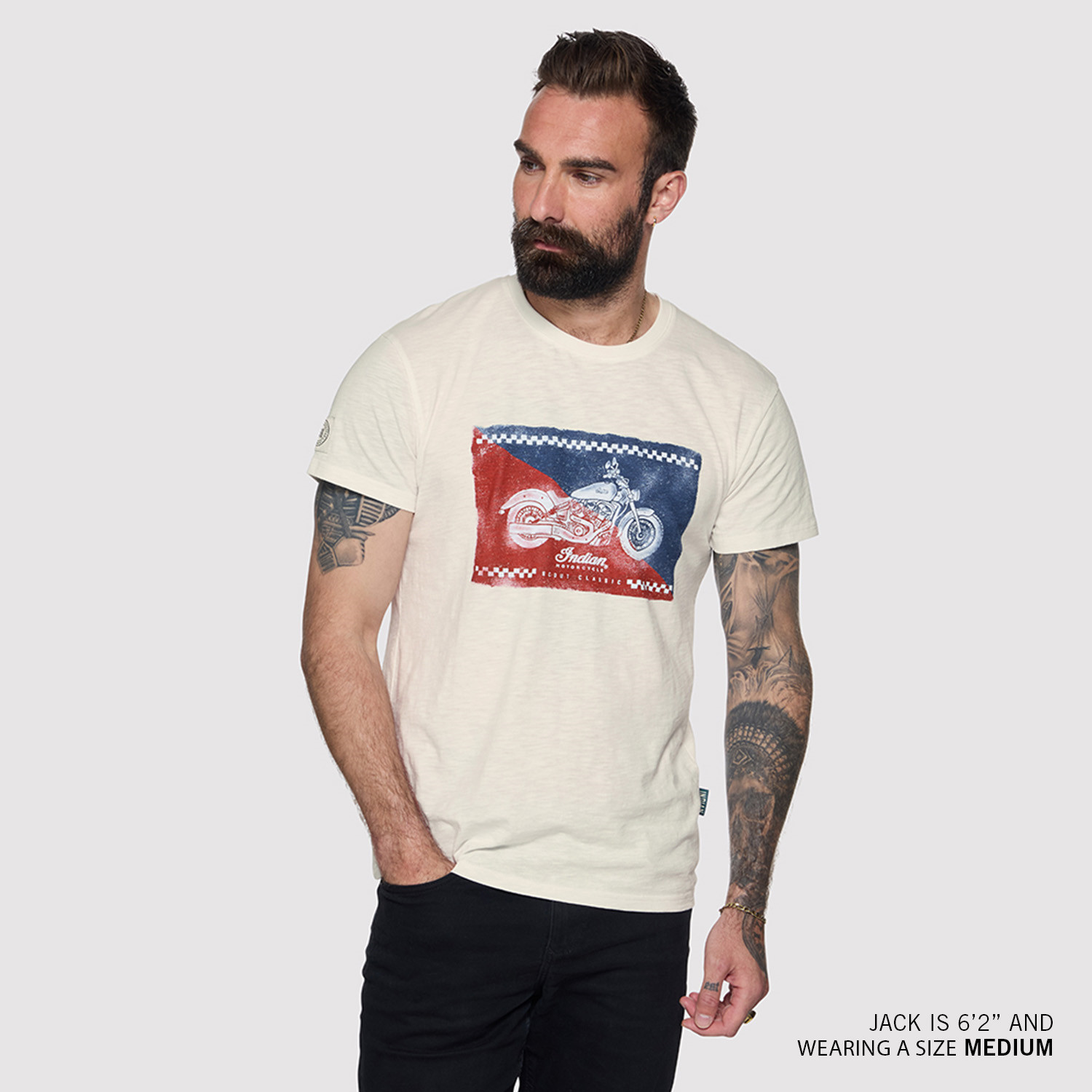 Men's Scout Classic Checked T-Shirt, White | Indian Motorcycle
