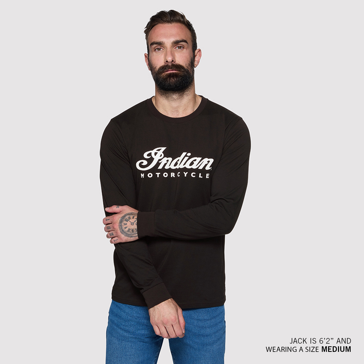 Men's Essential Script Logo Long Sleeve T-Shirt, Black | Indian