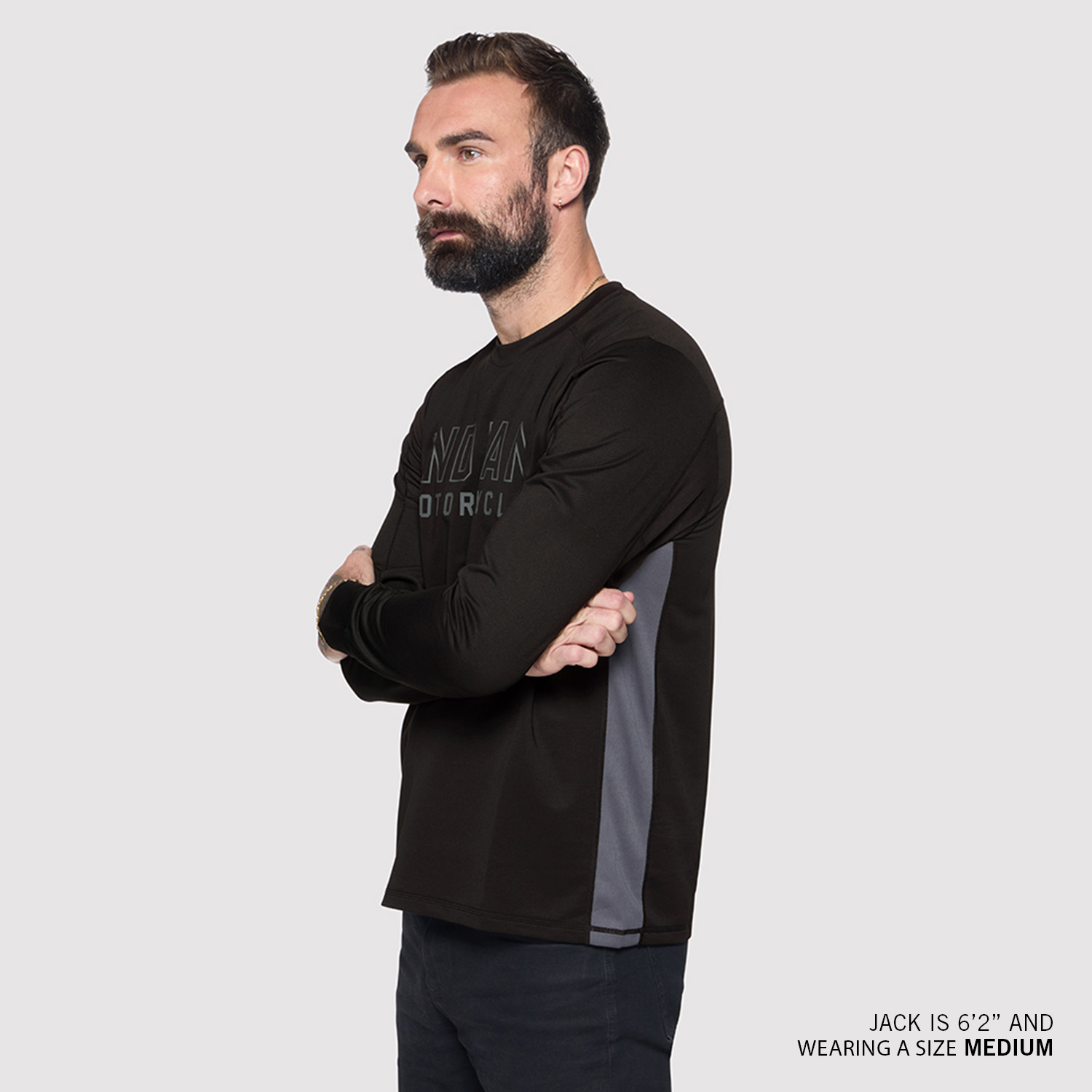Men's Outline Logo Athlete Long Sleeve T-Shirt, Black | Indian