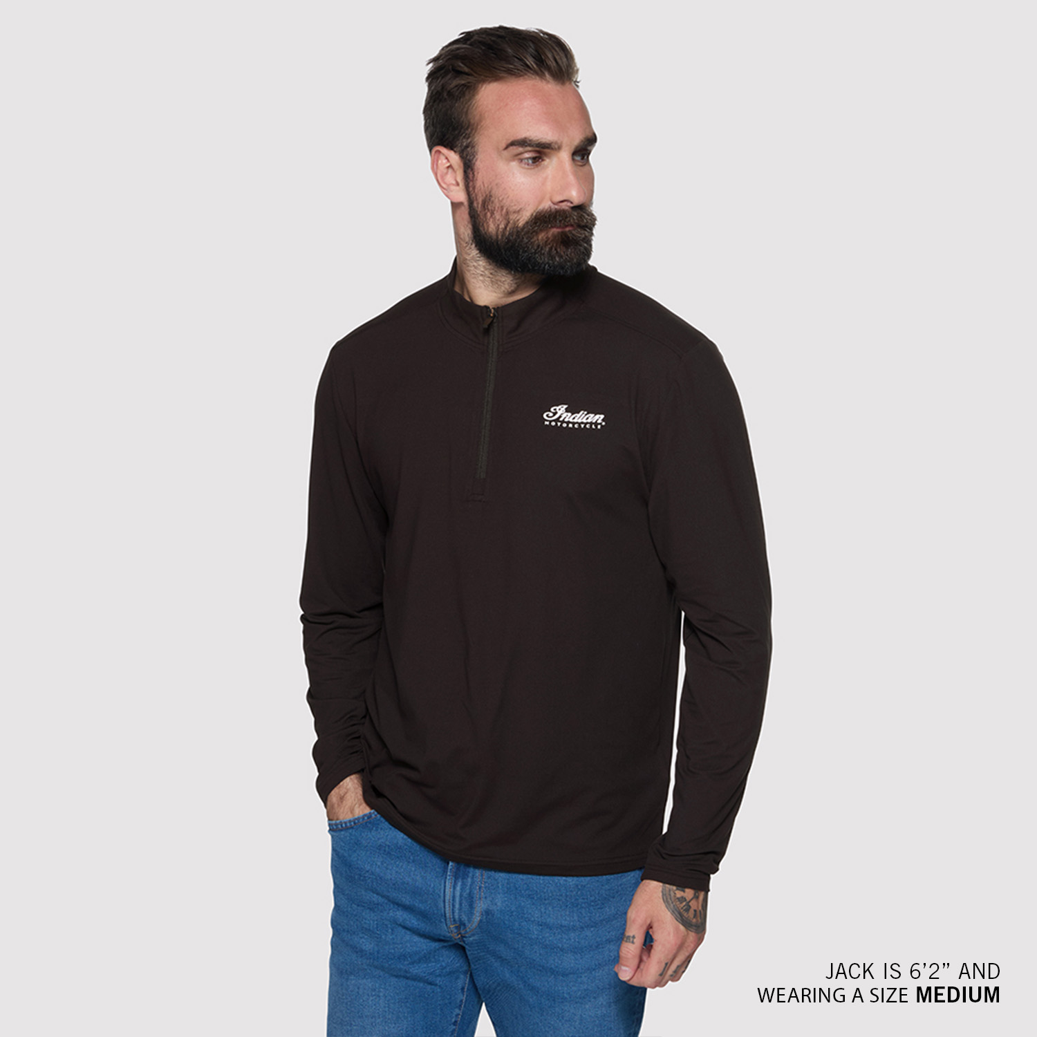 Men's Essential Quarter Zip Top, Black | Indian Motorcycle