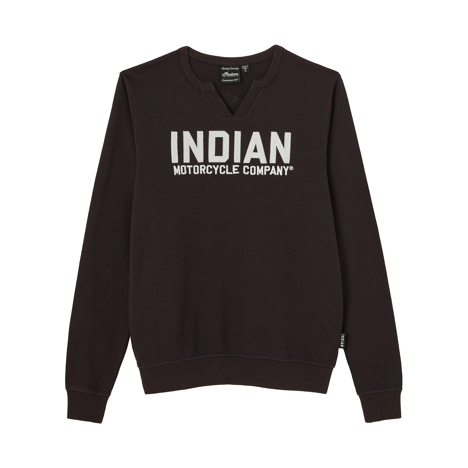 Women's Chainstitch Embroidery Long Sleeve T-Shirt, Black | Indian