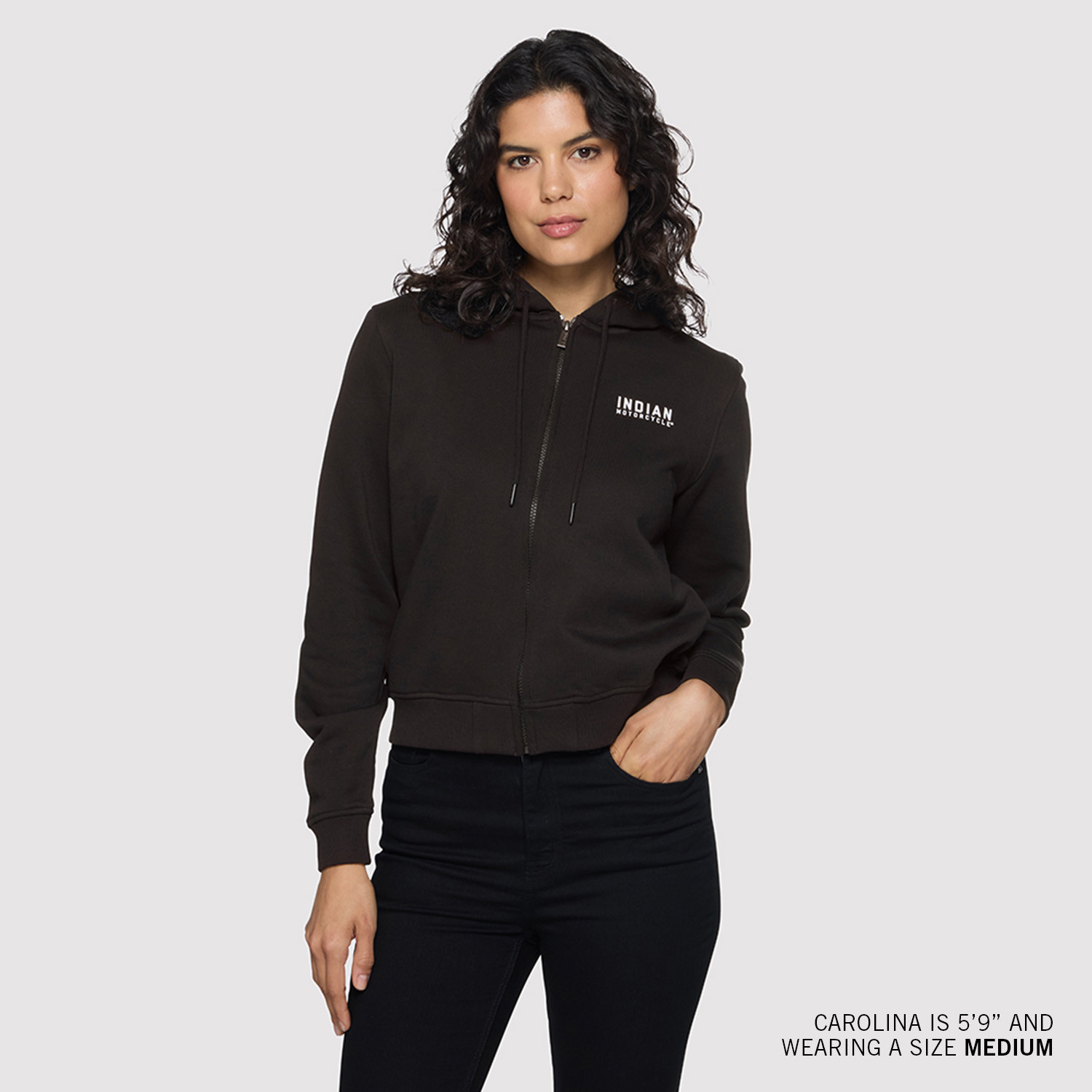 Women's Est 1901 Indian Motorcycle Cropped Hoodie, Black | Indian