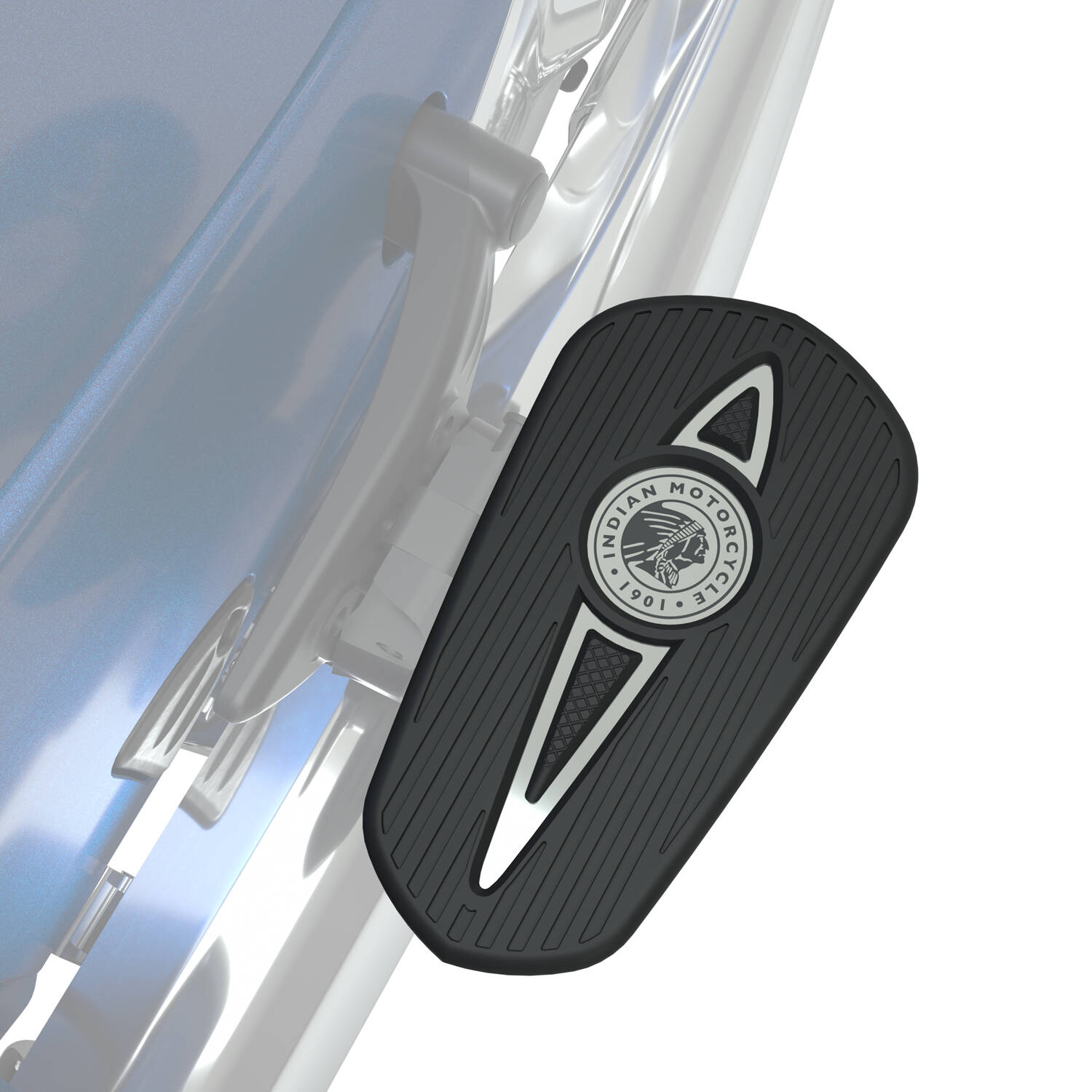 ちゃま Headdress Passenger Floorboard Pads in Chrome, Pair | Indian